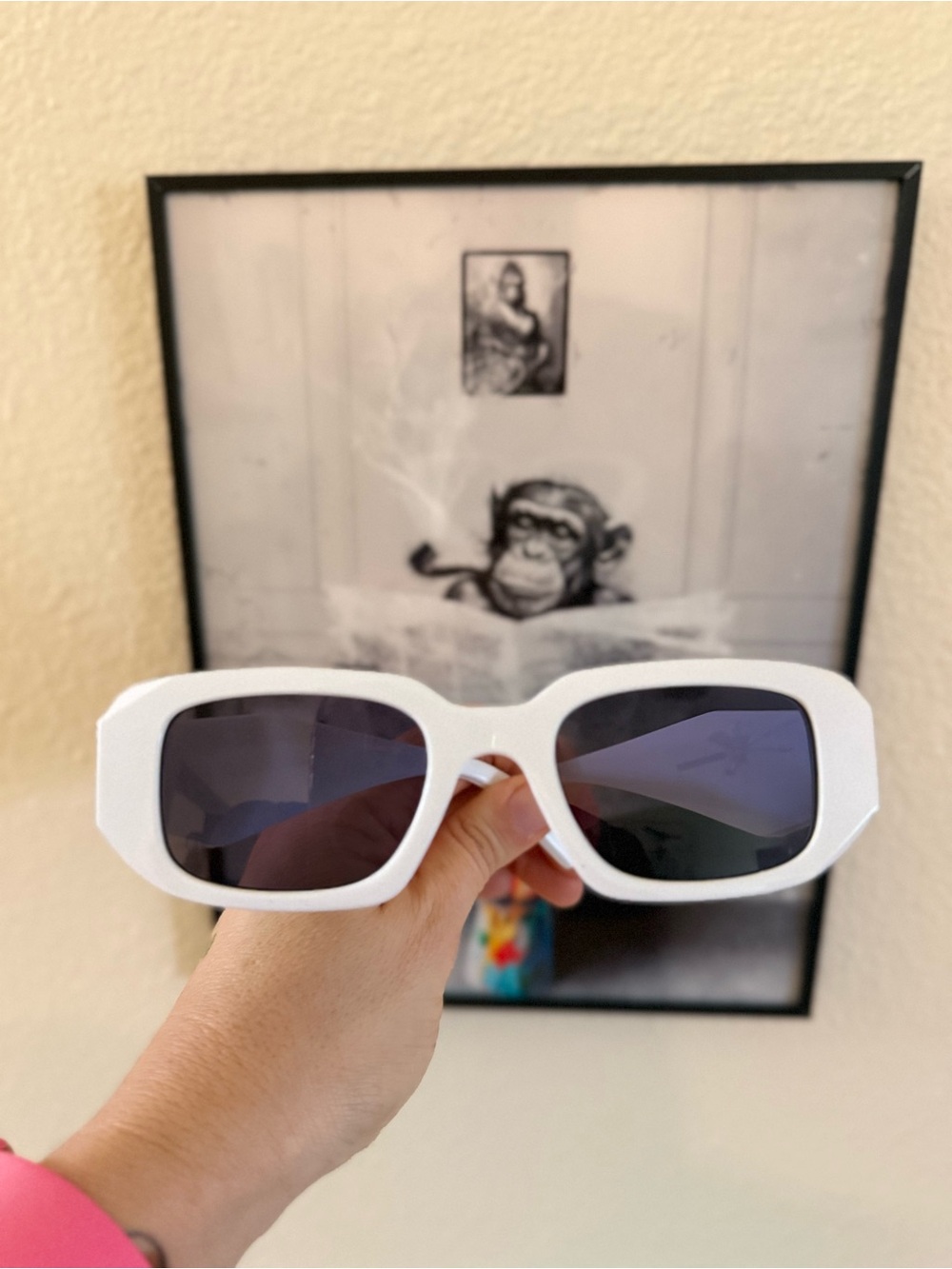 Chunky White Rectangle Sunglasses - Bold Retro Shades